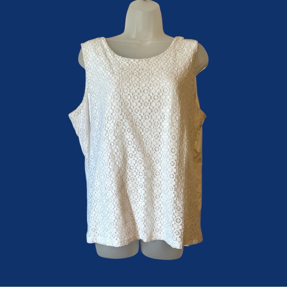 ❤️BEAUTIFUL Talbots White Lace Tank Top  2X    #7 - Picture 2 of 9